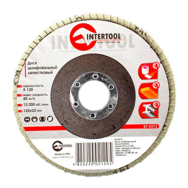 Диск шлифовальный лепестковый Intertool BT-0212 125x22 мм зерно K120 (9757469)