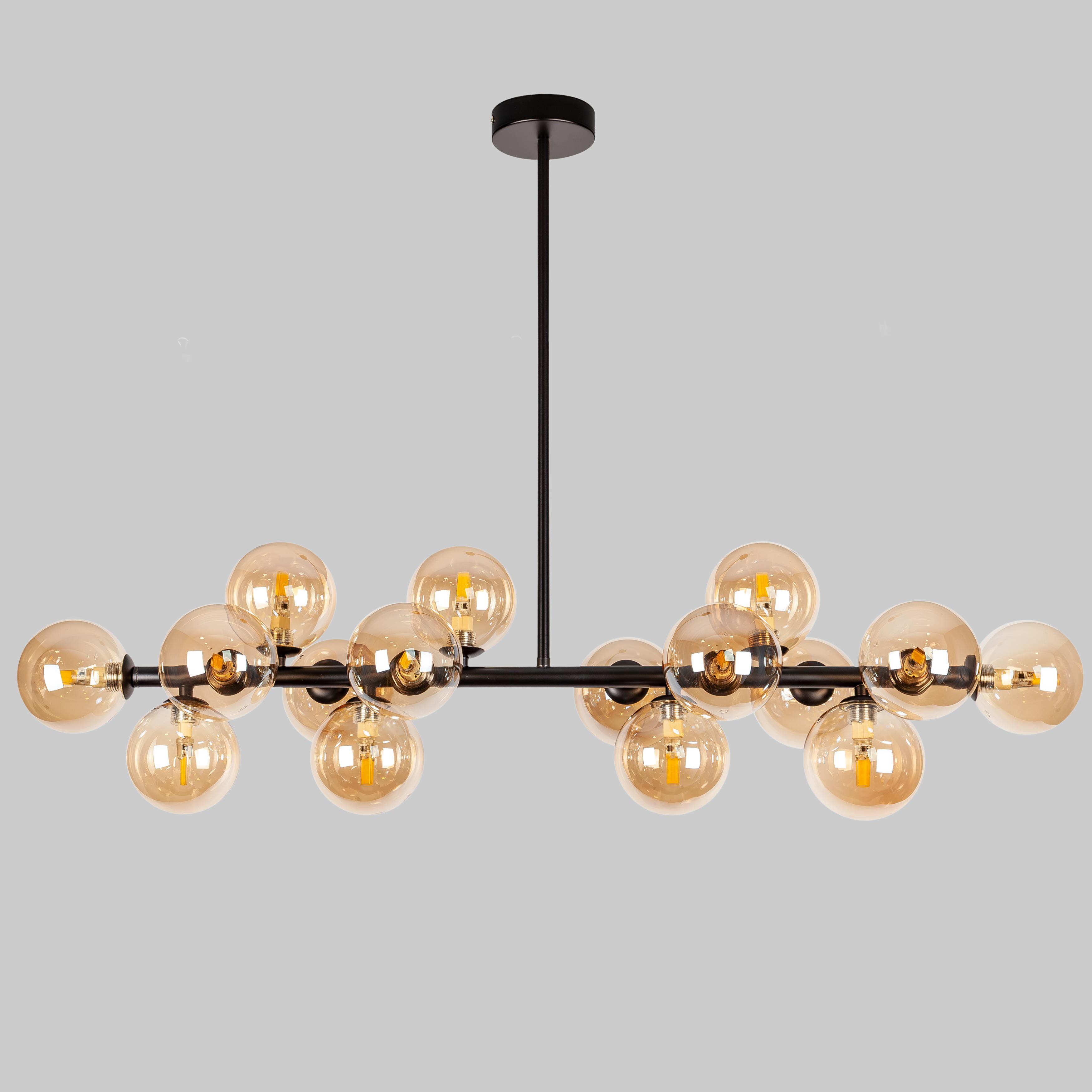 Люстра длинная Bubbles на 16 ламп Черный (84-1020-16 BK+BR) Люстра длинная Bubbles на 16 ламп Черный (84-1020-16 BK+BR)