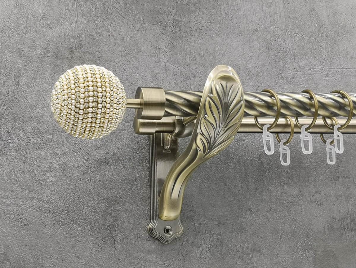 Карниз Quadrum Карера витая штанга двойной ретро 25/19 мм 160 см Антик (262047561)