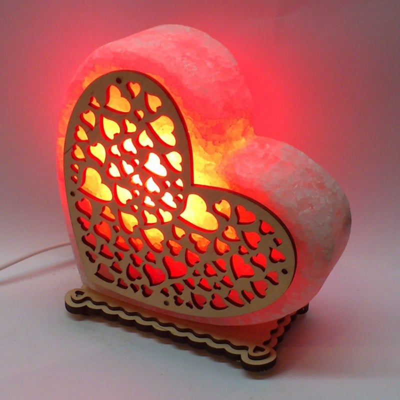 Соляная лампа большое Сердце красного подсвечивания (20034)