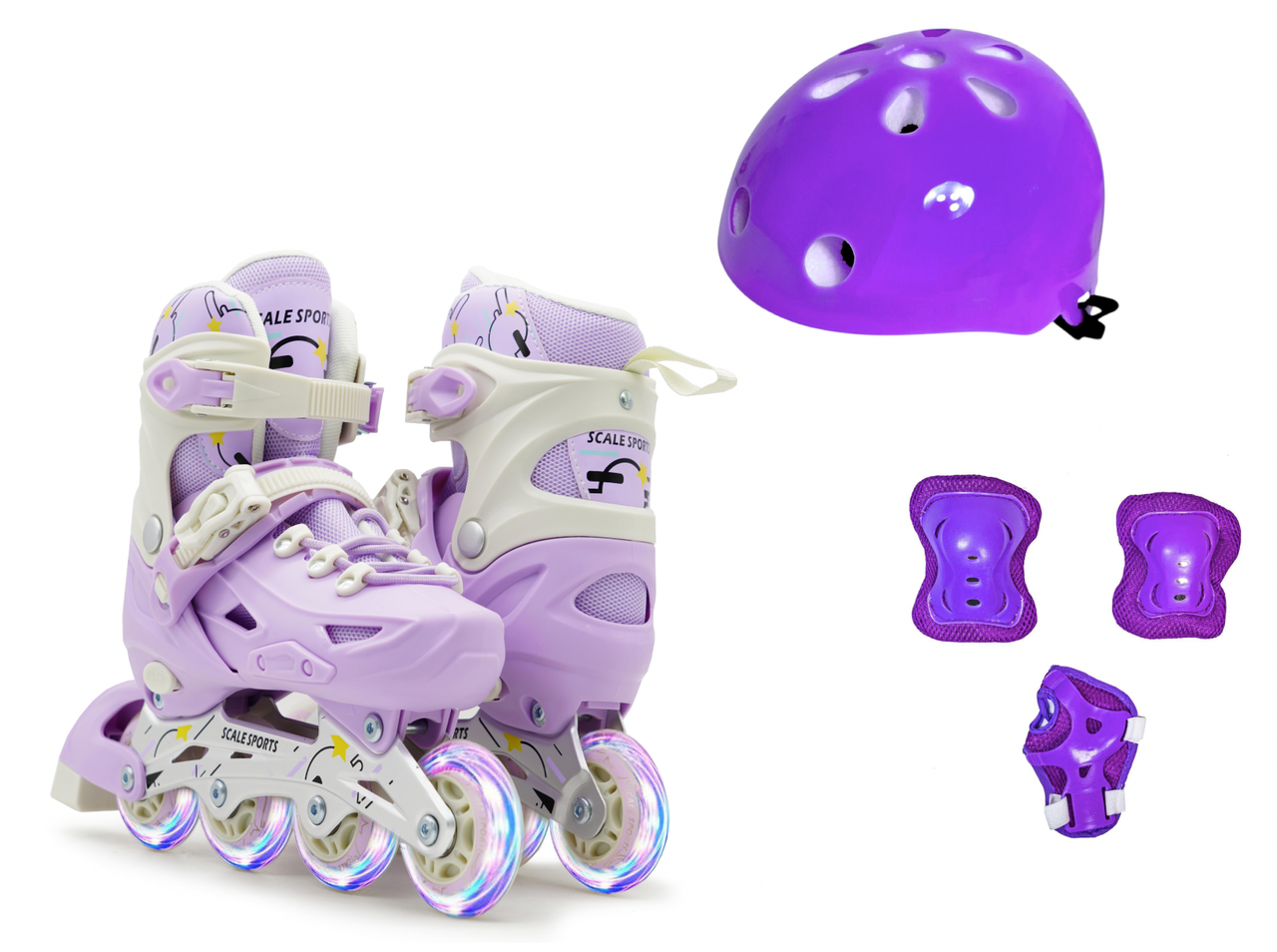 Комплект детских роликов Scale Sports защита+шлем р. 38-41 Model Purple