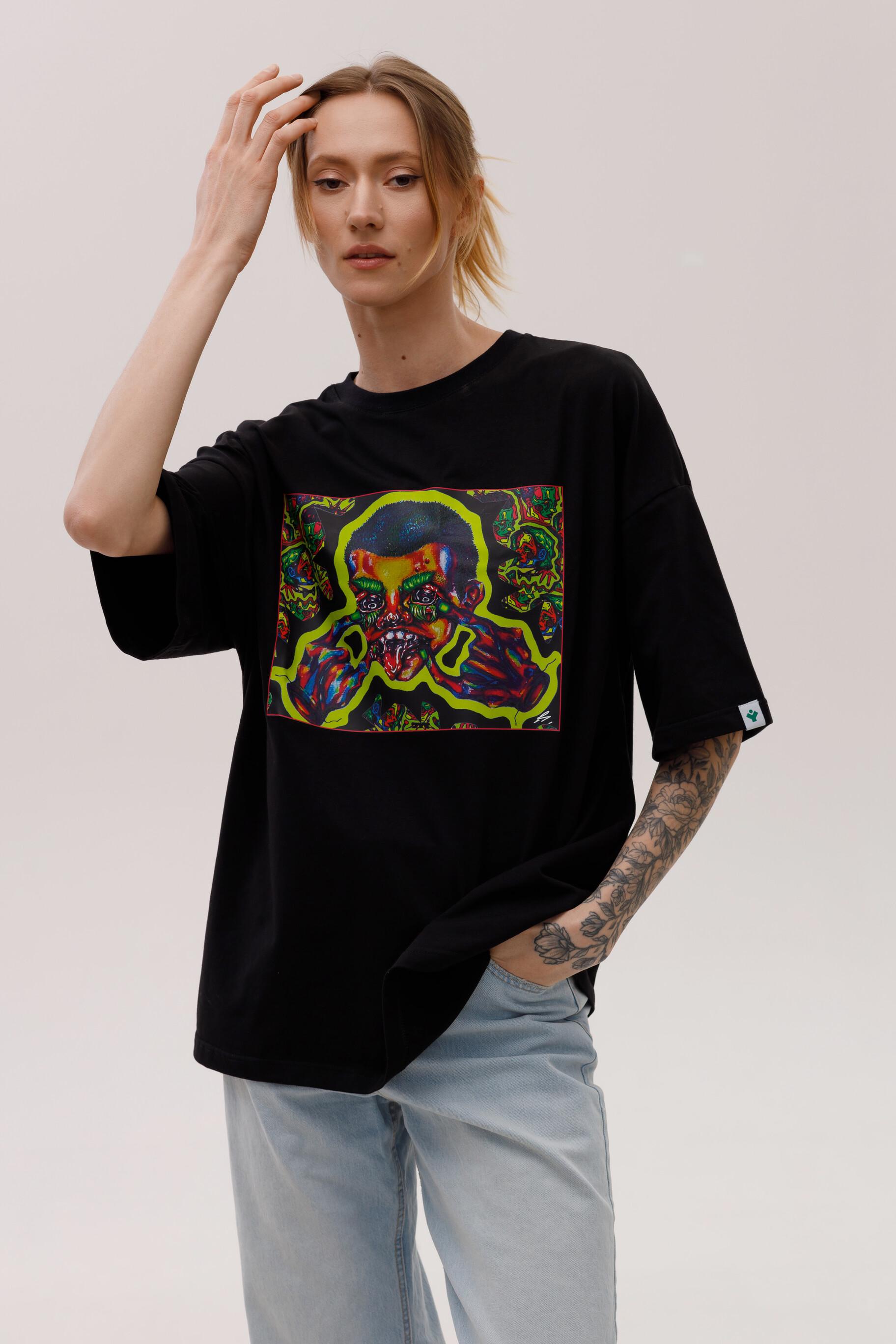 Футболка жіноча оверсайз Емоція M 165-168 см Чорний