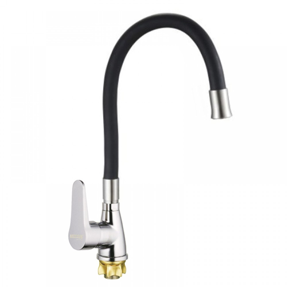 Змішувач для кухні MIXXUS SOP4-146 з гнучким силіконовим виливом Чорний (MI6490)