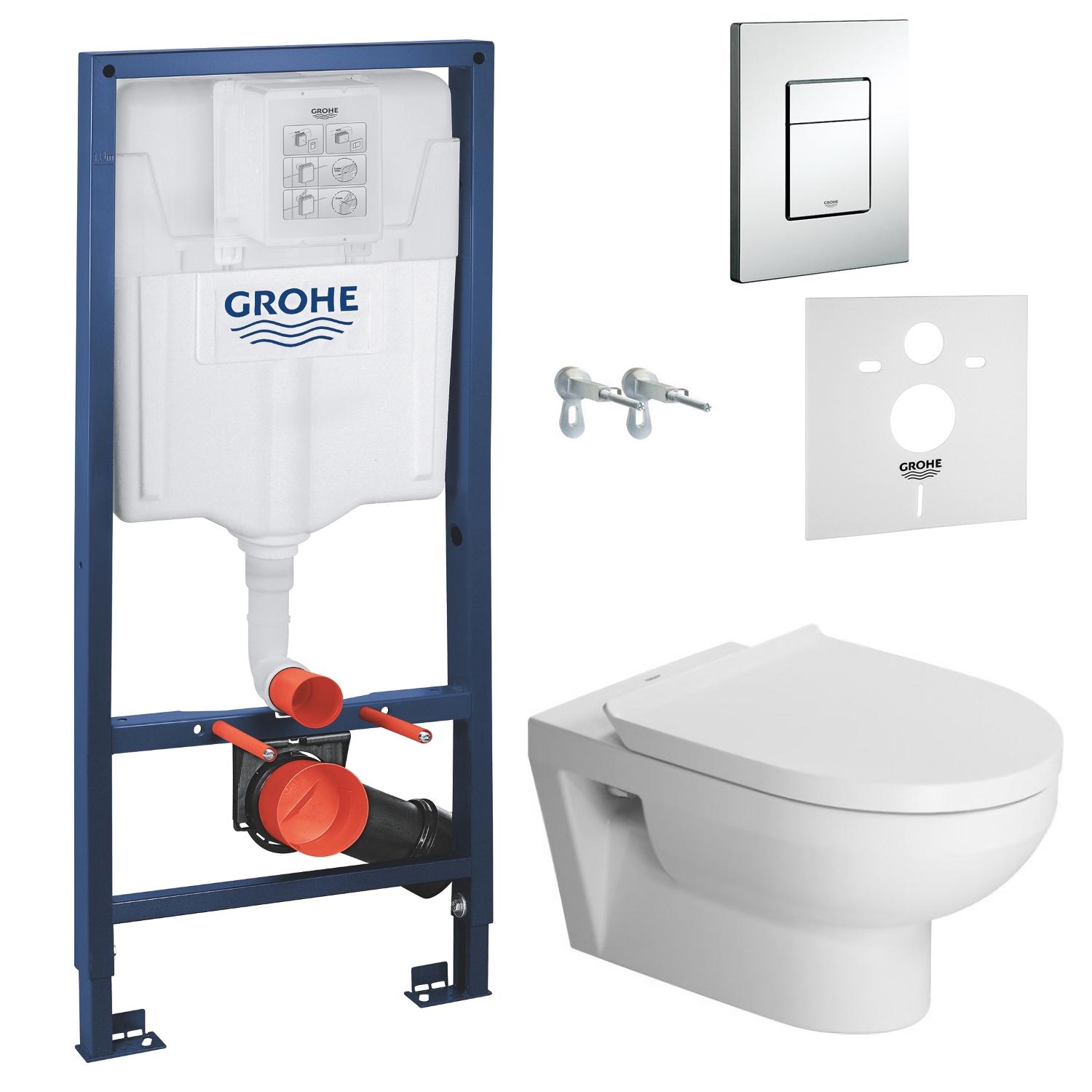 Комплект инсталляции Grohe Rapid SL 45620900A1+38772001+37131000 с унитазом кнопка Хром (126216)