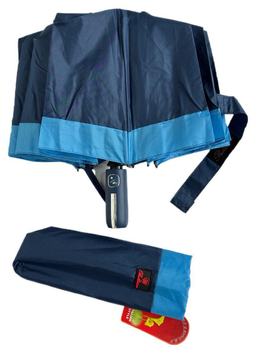 Зонтик автоматический женский Bellissimo 12 спиц 6 сегментов Синий с голубой каймой (654/1) - фото 3