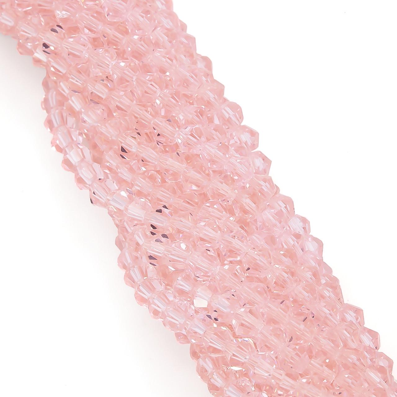 Бусины хрустальные Биконус 4х4,2 мм 95 шт. Розовый светлый (БИ0004к10)