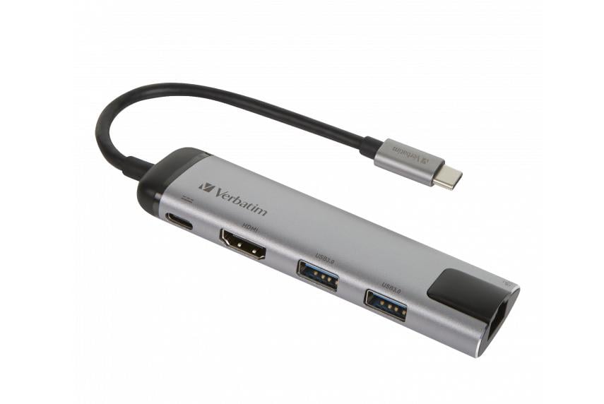 Концентратор Verbatim USB-C to USB 3,1G1/USB 3,0x2/HDMI/RJ45 (49141)