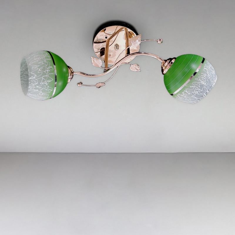 Люстра потолочная Light House SRS-16211/2 на две лампы Золото/Зеленый