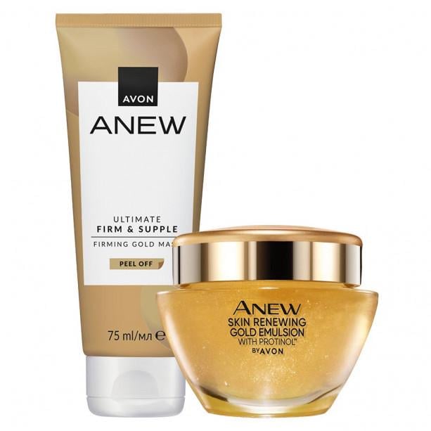 Набор премиального ухода для лица 45+ Avon Anew Ultimate Упругость и эластичность ночная эмульсия 50 мл/маска-пленка 75 мл (AV9805454)