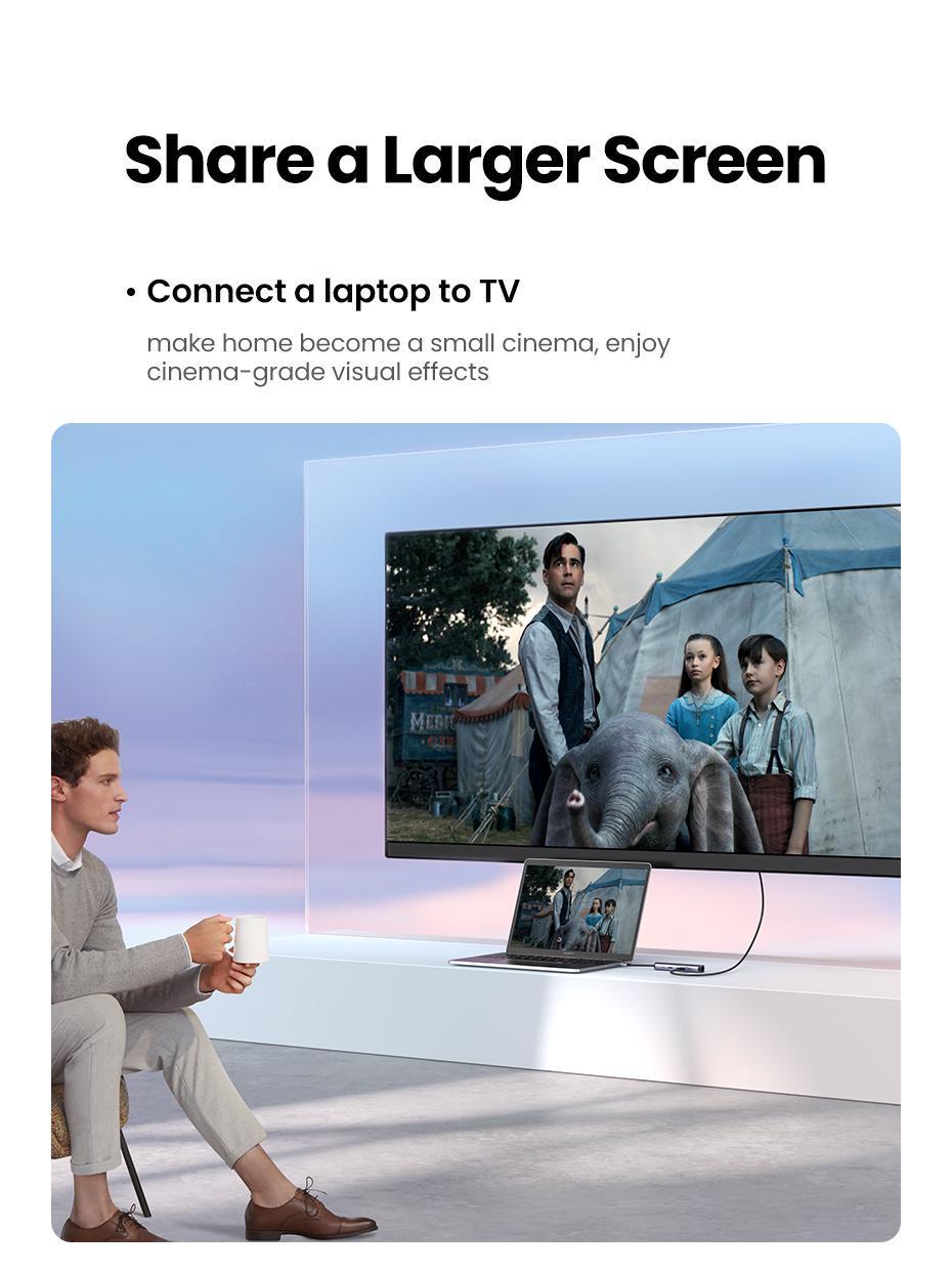 USB-хаб UGREEN Type-C-2x USB 3.0/5 Гбіт/с HDMI 4K 60Hz/RJ45 1 Гбіт/с Type-C PD 100W USB-C Сірий (10919) - фото 13 USB-хаб UGREEN Type-C-2x USB 3.0/5 Гбіт/с HDMI 4K 60Hz/RJ45 1 Гбіт/с Type-C PD 100W USB-C Сірий (10919) - фото 13