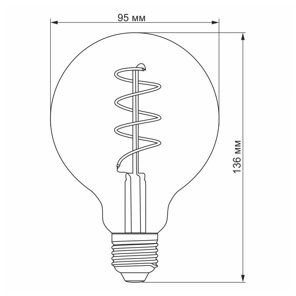 Лампа VIDEX Filament G95FASD 5W E27 2200K димерна Бронзовый - фото 3