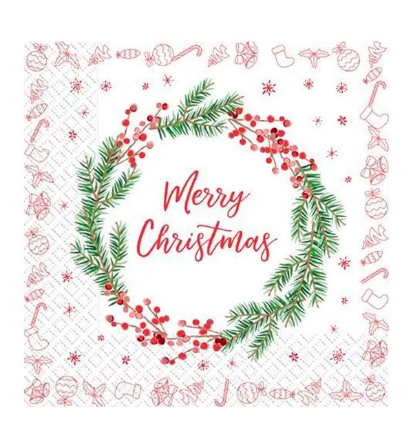 Набір серветок Merry Christmas святкові 18 шт. 33х33 см (30292617)