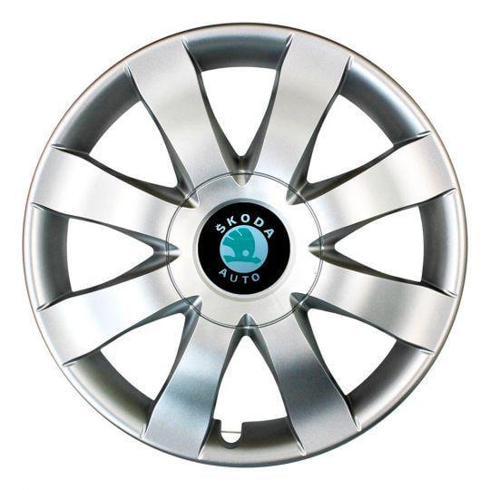 Автомобильные колпаки SKS 323 R15 с логотипом Skoda 4 шт. Серебристый