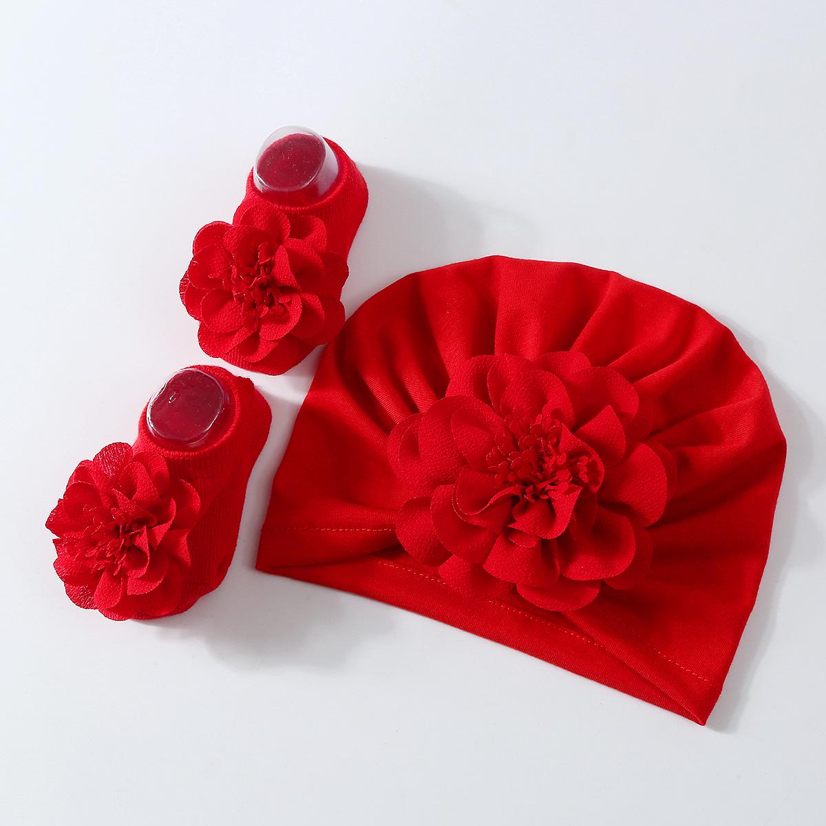 Набор для новорожденных Сакура шапочка и носки от 0 до 12 месяцев Красный (13125342501)