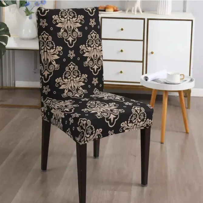 Чехол для стула Gospo 0001 Вензель со спинкой эластичный универсальный натяжной Черный/Бежевый (E-0001) Чехол для стула Gospo 0001 Вензель со спинкой эластичный универсальный натяжной Черный/Бежевый (E-0001)