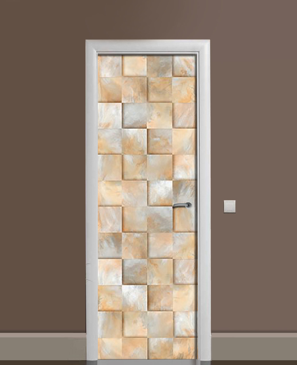 Наклейка 3D на двери Zatarga Металлический квадрат 650х2000 мм (1323459979)