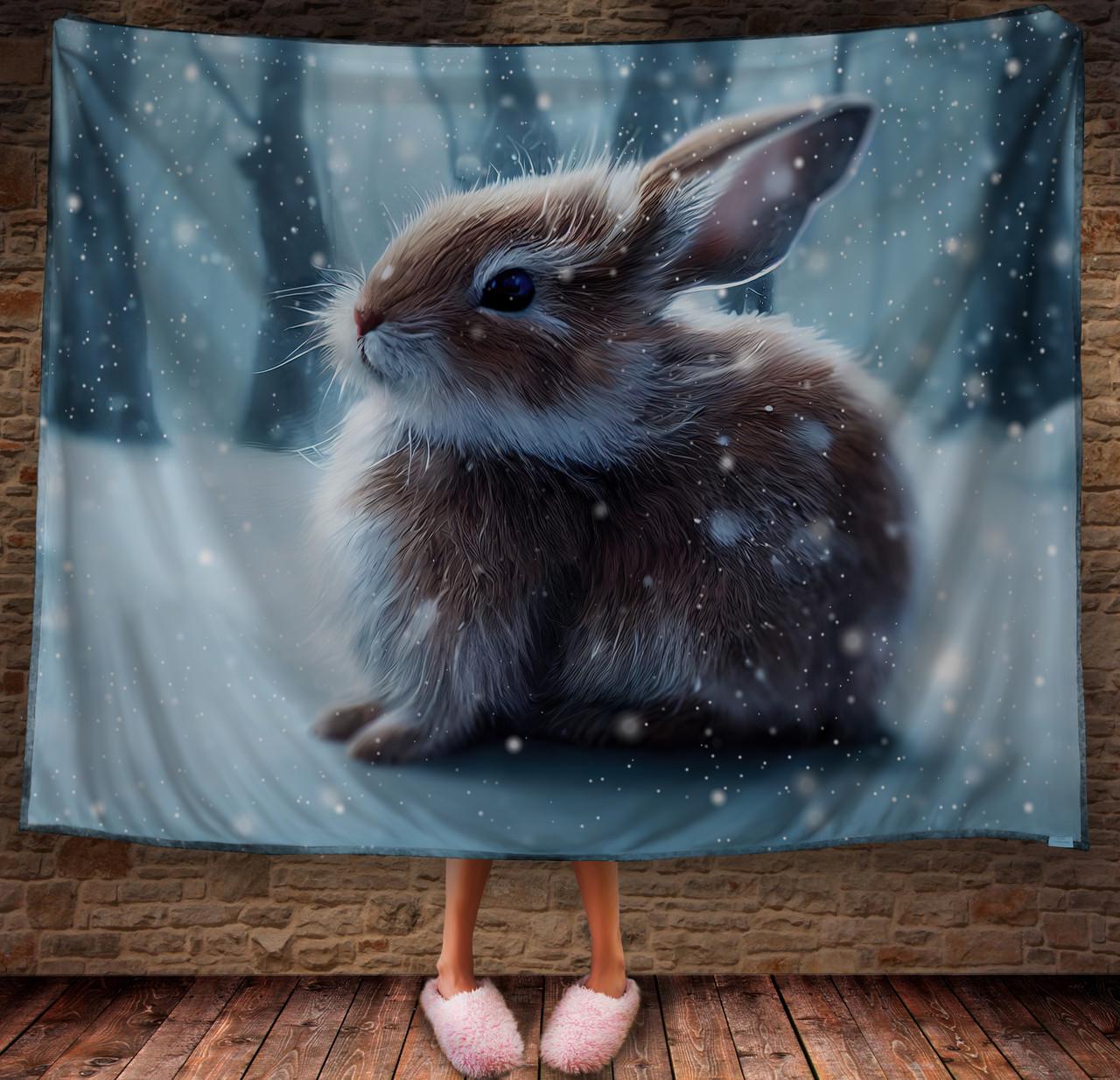 Плед с 3D принтом 29 Кролик в зимнем сказочном лесу 150х200 см (epi_1841)