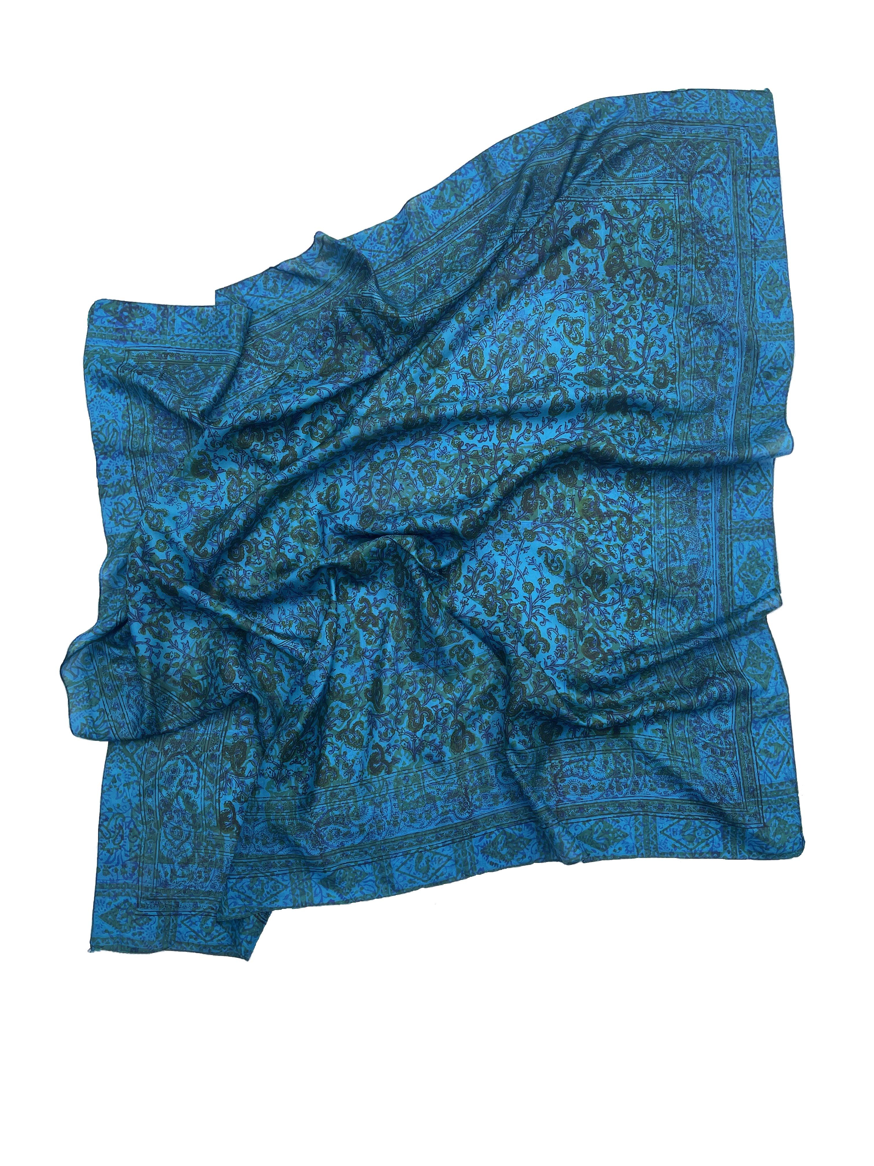 Натуральный шелковый платок Silk Route 90х90 см Синий (698)