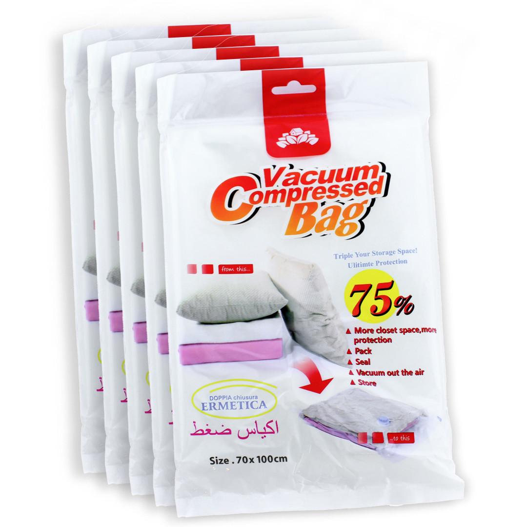 Вакуумні пакети для одягу та речей зберігання 5 шт. 70х100 см (2423602470)