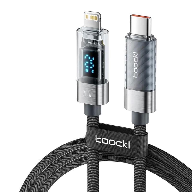 Кабель Toocki 20W Type C-Lighting з дисплеєм 1 м Чорний (TQ-X36CL1GREY20)
