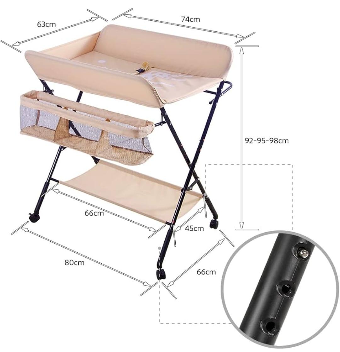 Регулируемый складной пеленальный столик с органайзером Бежевый (20376241) - фото 4