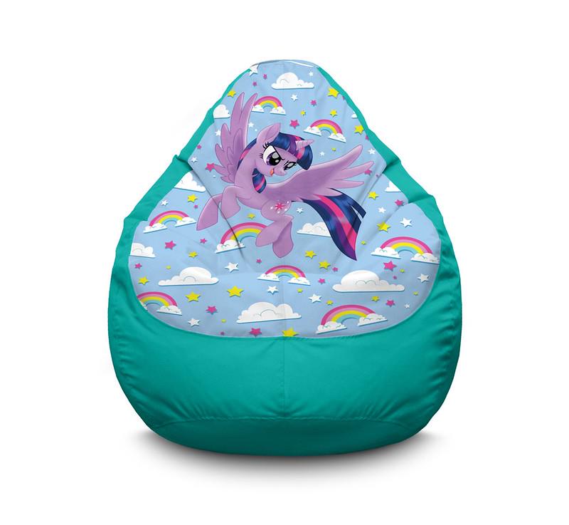 Кресло мешок My Little Pony Twilight Sparkle and rainbow Оксфорд XXL 90х125 см Бирюзовый