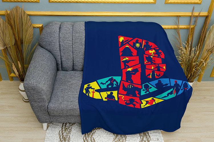 Плед PlayStation Logo Blue background плюш двухслойный 150х210 см (113017-3)