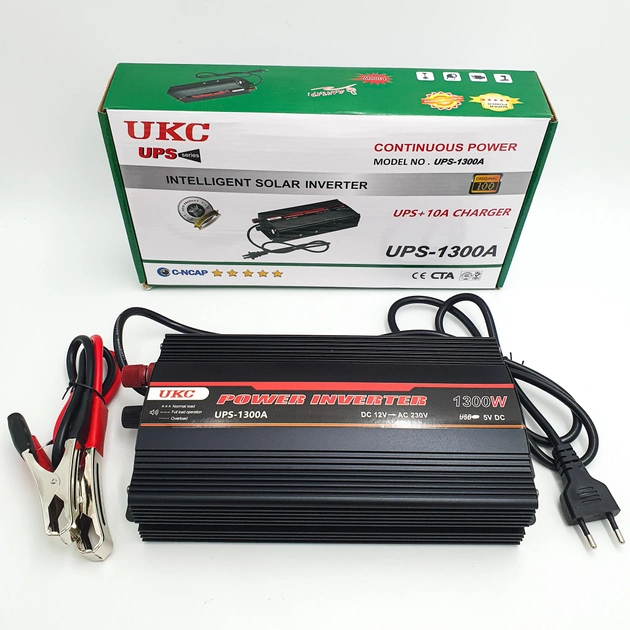 Інвертор автомобільний UKC DC-AC 1300 W 1300 A з функцією зарядки акумулятора (14-36-1300W)