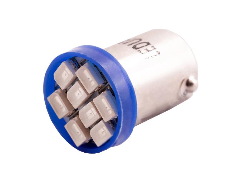 Автолампа светодиодная BA9S T4W 12 В SMD1206-8led Синий (82)