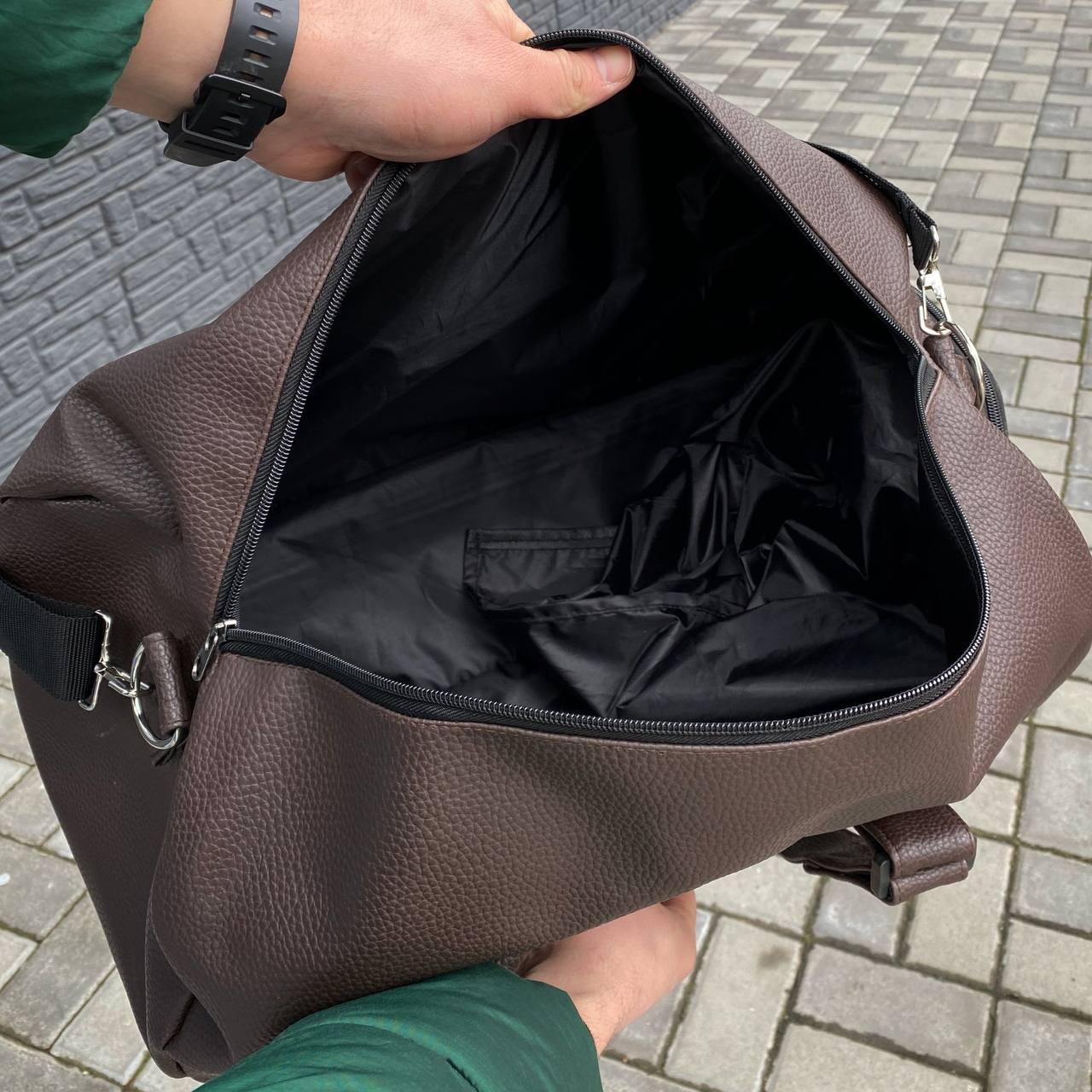 Сумка через плечо дорожная мужская с отделением для обуви 50х22х36 см Коричневый (s13) - фото 9