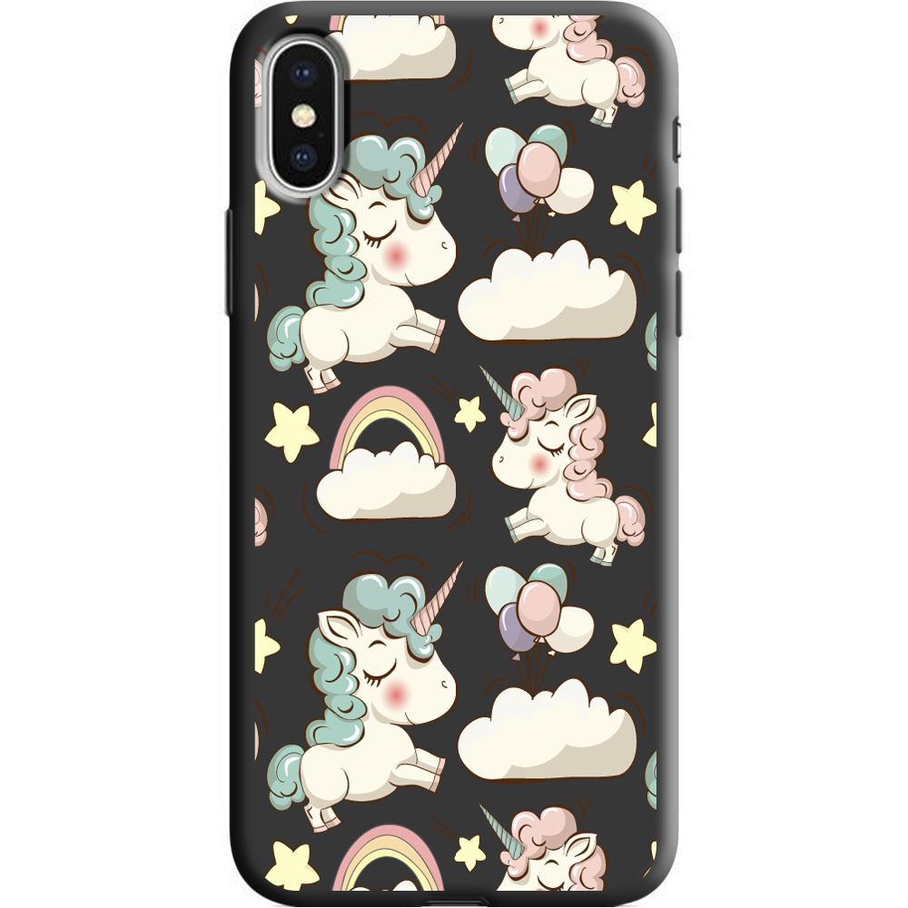 Чехол Boxface iPhone X Unicorns Черный силикон (32139-cc2-38046)