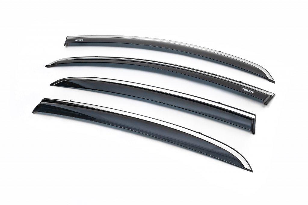 Ветровики с хромом Niken для Opel Corsa D 2007-2014 гг. поликарбонат Черный