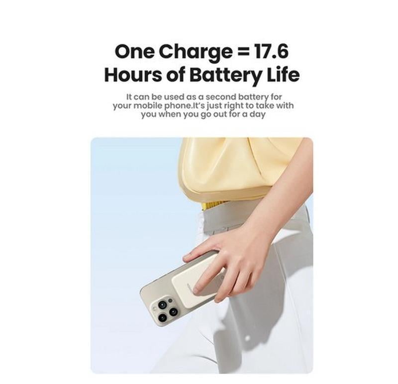 Повербанк магнитный Magsafe Ugreen PB560 5000 mAh 15 Вт с беспроводной зарядкой для iPhone Бежевый (26389506) - фото 6