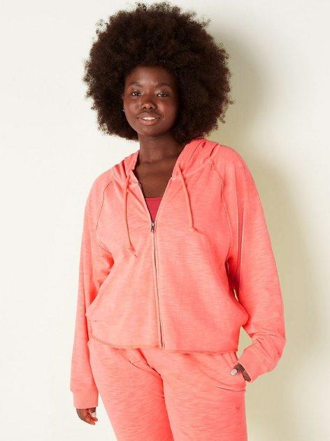 Толстовка женская Victoria's Secret Pink Summer Lounge Cotton Zip-Up Hoodie летняя L Коралловый (2002377579)