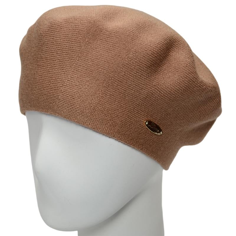 Берет женский двойной Novita Софи из вискозы теплый мягкий L р. 57-58 Коричневый