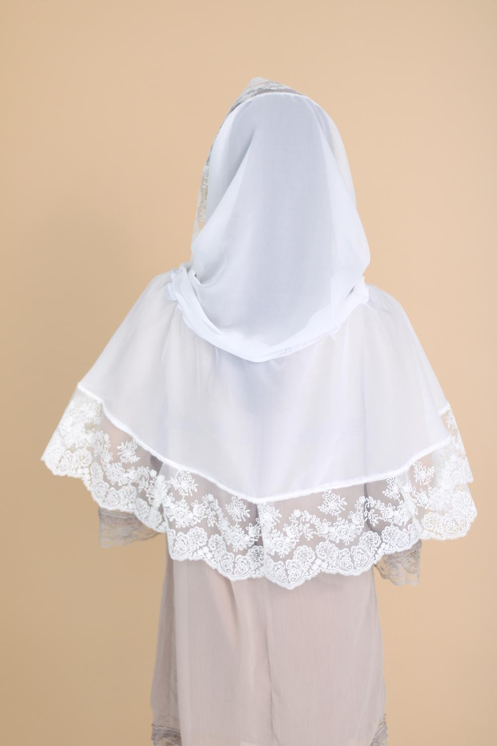 Палантин для храма на голову Белый (п015) - фото 2 Палантин для храма на голову Белый (п015) - фото 2