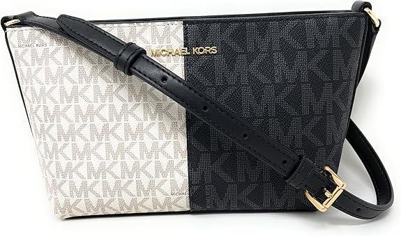 Женская сумка кросс-боди Michael Kors Two-Tone Logo Черный/Белый (197853077904)