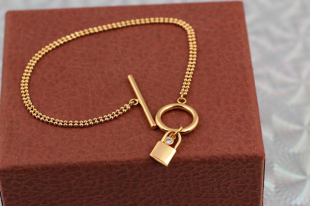 Браслет Xuping Jewelry Цепочка с кулоном замочек с ключиком 17,5 см 15 мм Золотистый (1656893938)