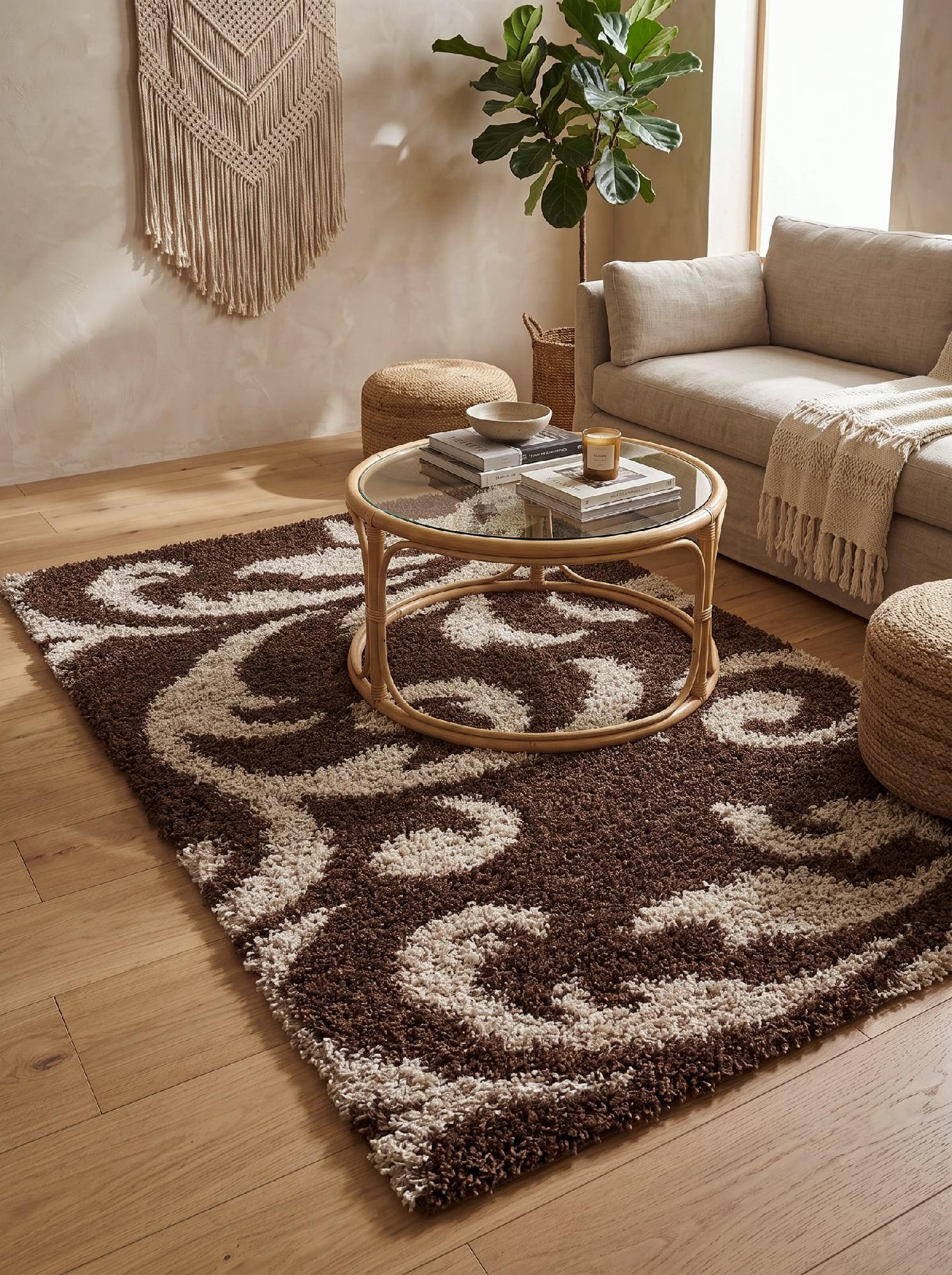 Ковер с высоким ворсом Loca 9161A 200x400 см Dark Brown (105512040)