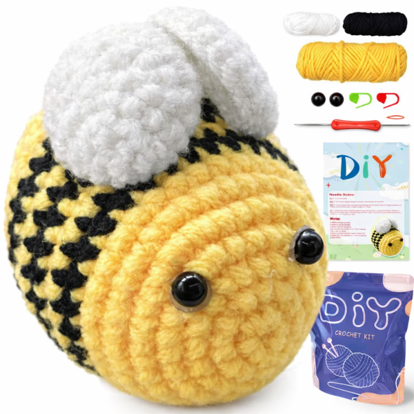 Набір для в'язання гачком для початківців Бджілка пряжа/гачки/відео-інструкції 6 см (32514741)