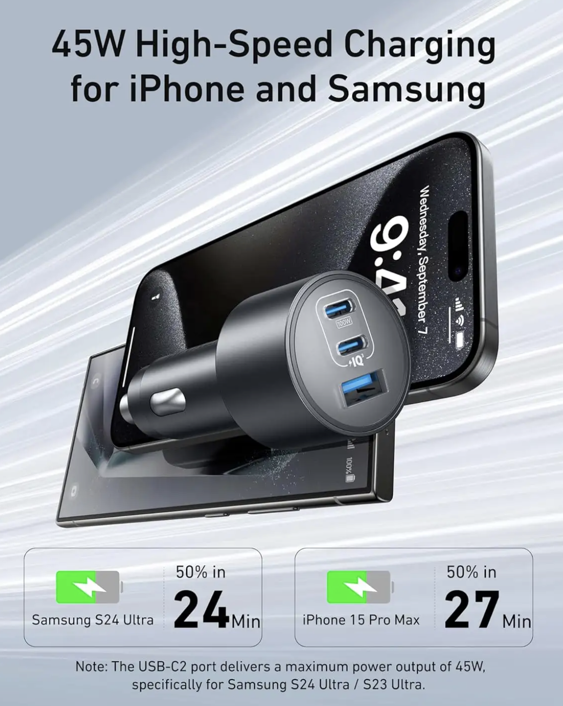 Автомобильное зарядное устройство Anker Fast Charger Car 3-Port 167,5W (A27376A1) - фото 4 Автомобильное зарядное устройство Anker Fast Charger Car 3-Port 167,5W (A27376A1) - фото 4