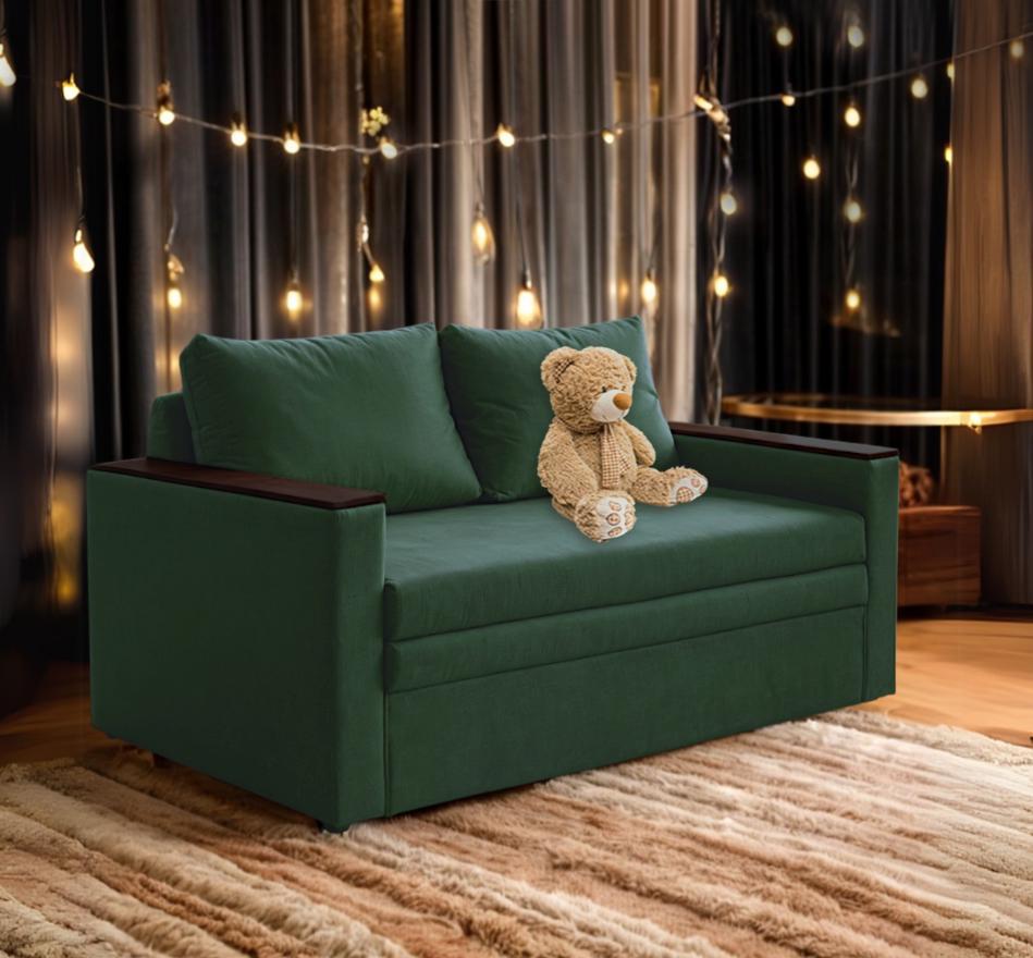 Диван-трансформер Tobi Sho Kubus-120 мягкий для гостиной велюр 1600х800х1000 мм Изумрудный - фото 4