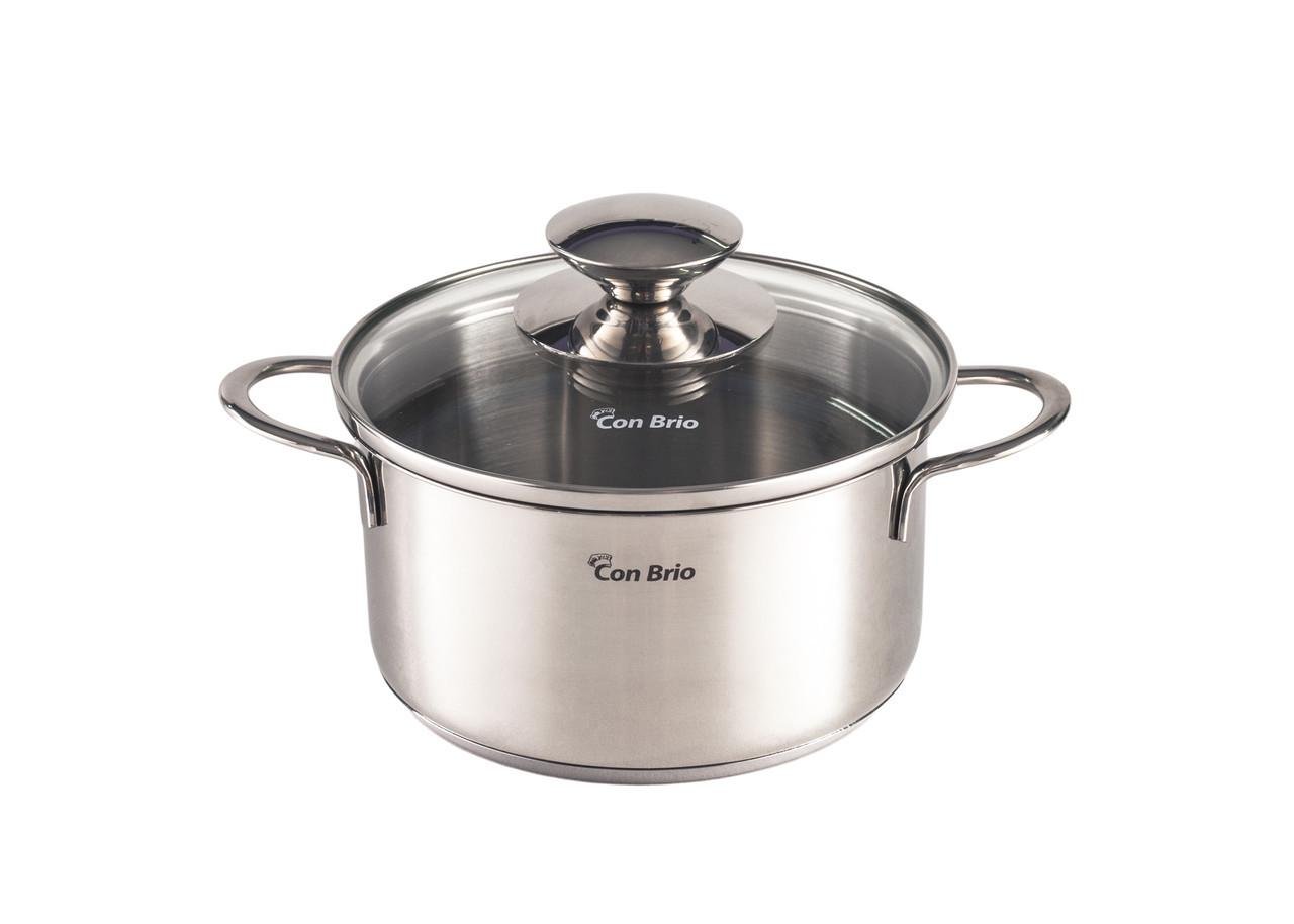Кастрюля нержавеющая Con Brio с крышкой 14 см 1,2 л (CB-1103)