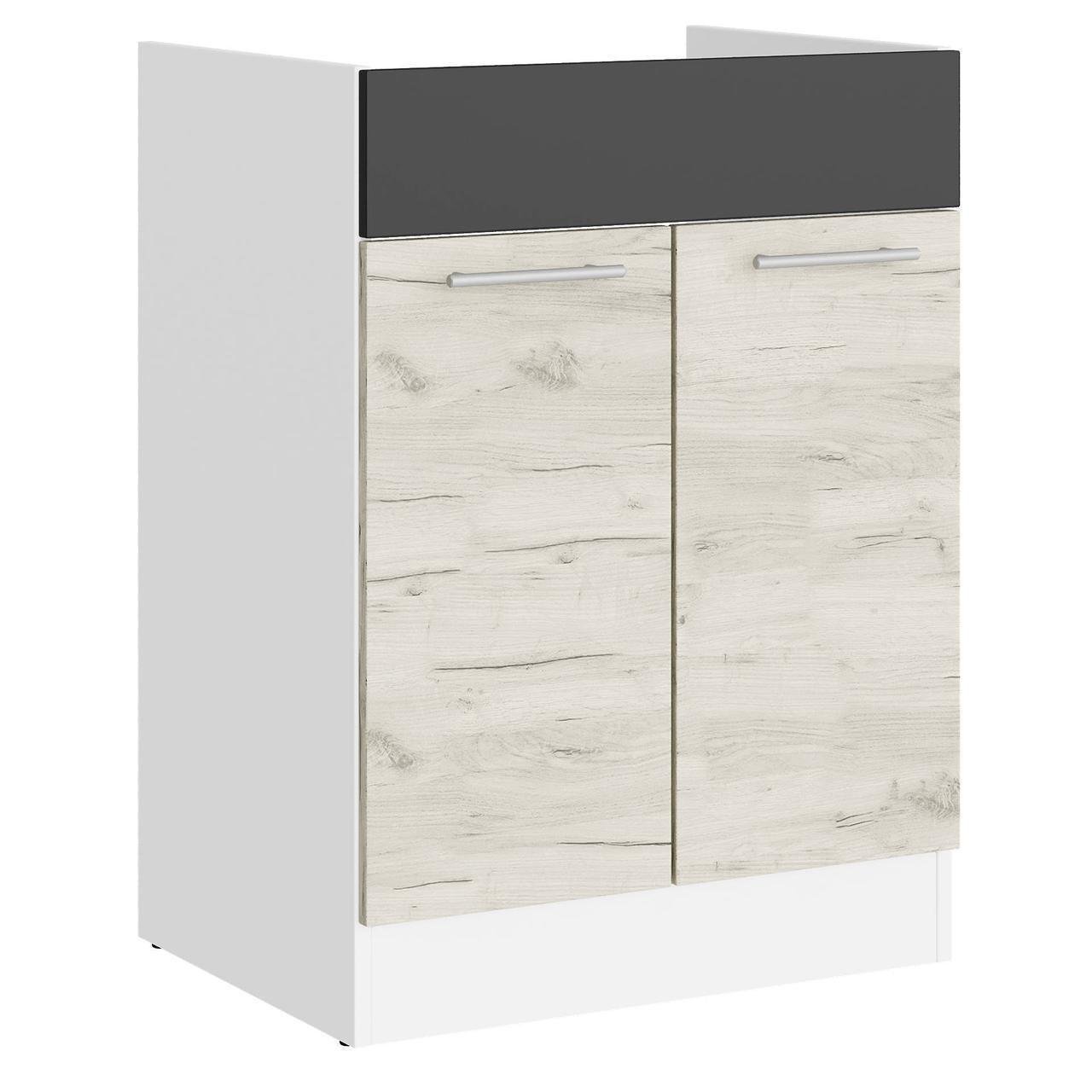 Кухня секция Еверест Эко Новая 60 Низ Мойка 600х456х820 мм Белый/Крафт Белый/Графитовый (eko-454)