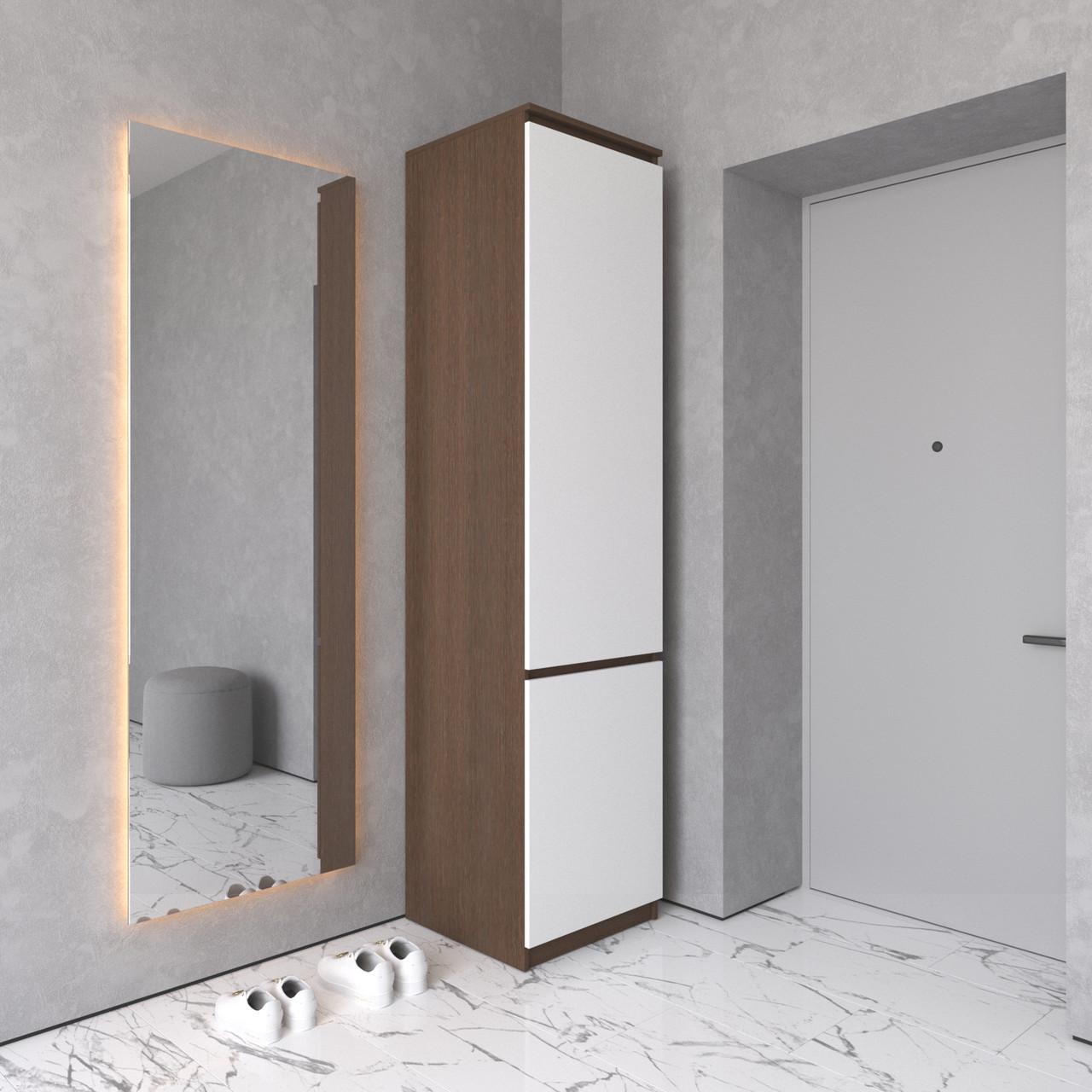 Шафа-пенал Вайс R-21 502х500х2110 мм Венге Темний/Білий фасад (30771719) - фото 1 Шафа-пенал Вайс R-21 502х500х2110 мм Венге Темний/Білий фасад (30771719) - фото 1