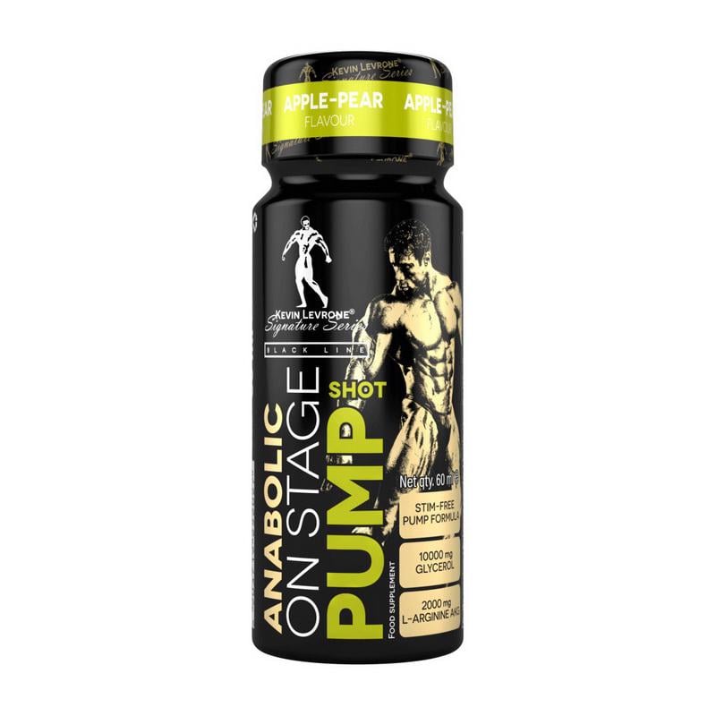 Передтренувальний шот без кофеїну з гліцеролом Kevin Levrone Anabolic On Stage Pump Shot 60 мл Ківі/Полуниця