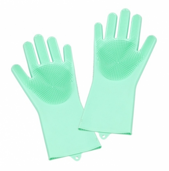 Перчатки силиконовые для мытья посуды с ворсом One Size Mint (123814)