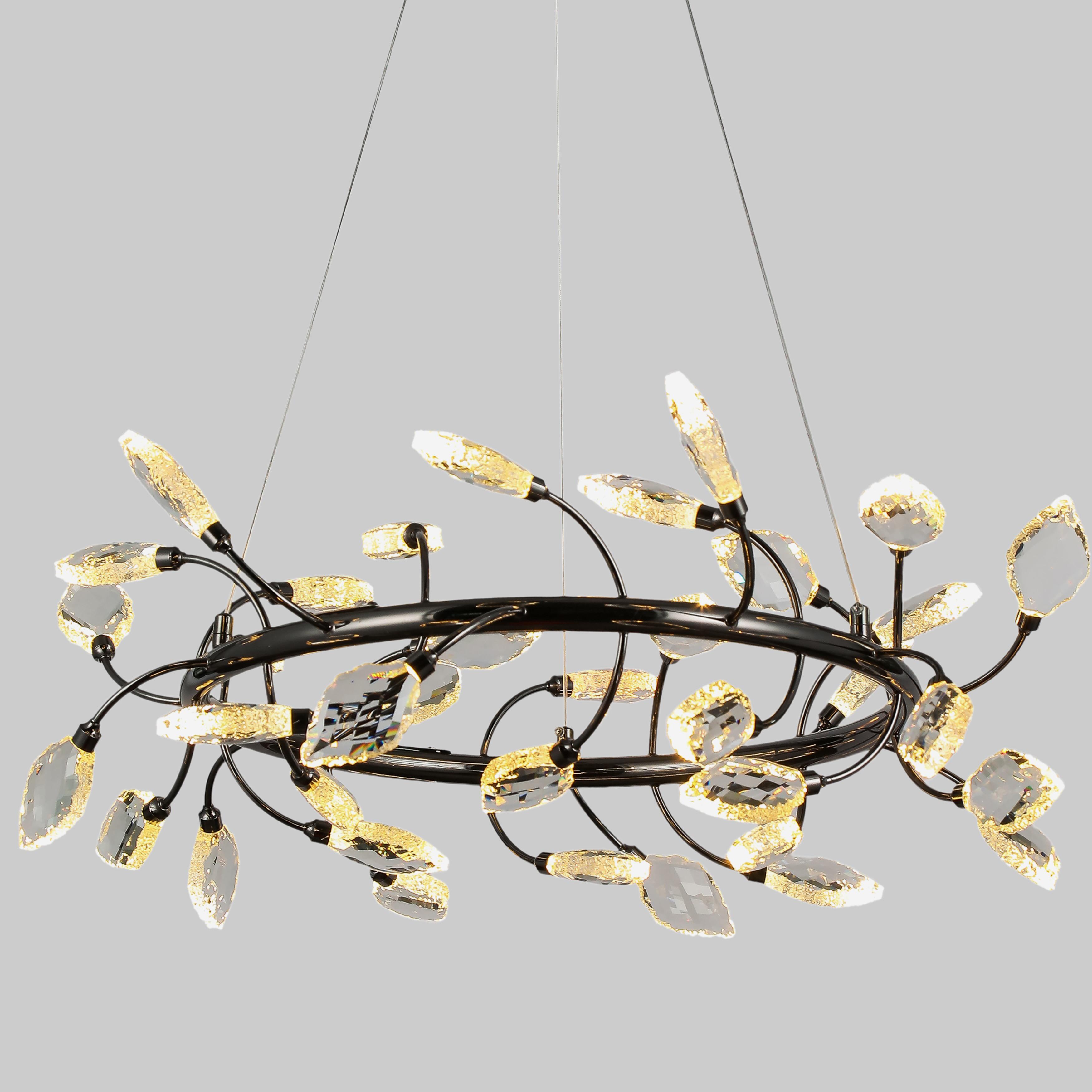 Люстра подвесная Crystal 22W 70 см Черный/Хром (98-9300-36)