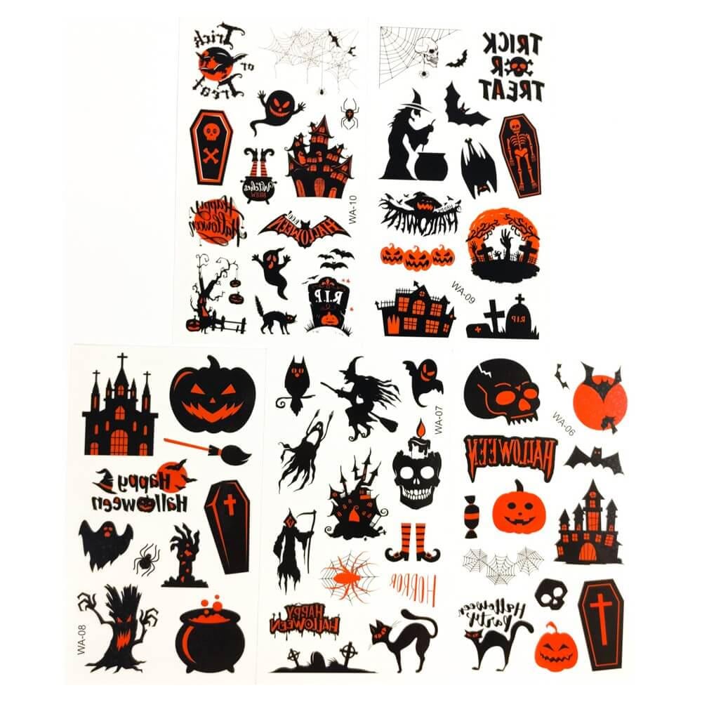 Детские временные тату Хэллоуин №2 5 шт. 12х7 см (kids-tatto-halloween-set5-02)