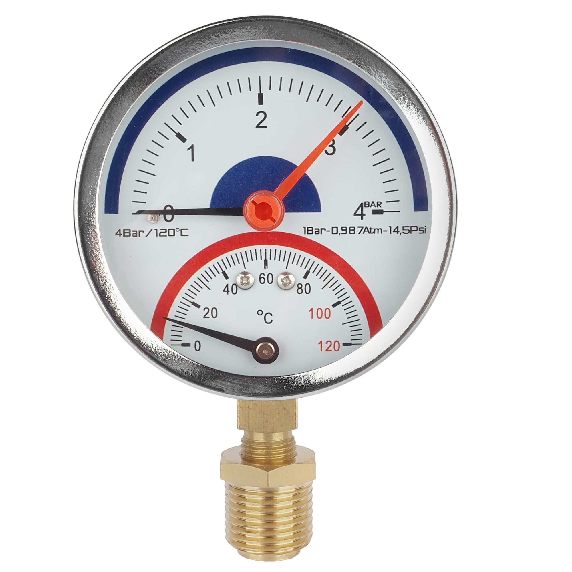 Термоманометр SD1724 0-120°C 0-4 бар нижнее подключение клапан 1/2" Ø 80 мм